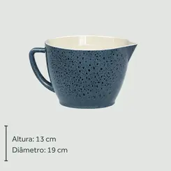 Bowl de Preparo Azul Orgânico de Cerâmica com Alça 2ª Linha