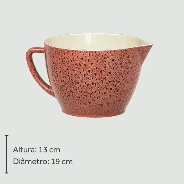 Bowl de Preparo Rosa Orgânico de Cerâmica com Alça 2ª Linha