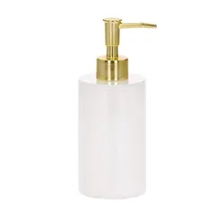 Porta Sabonete Líquido em Polirresina Branco e Dourado
