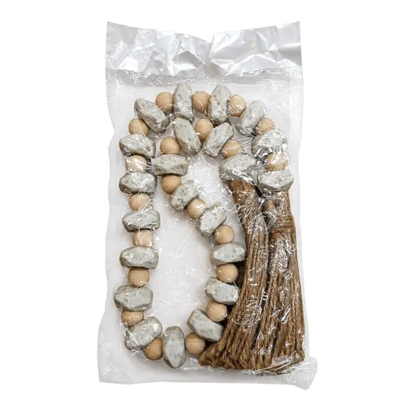 Colar Decorativo com Contas e Tassel Natural