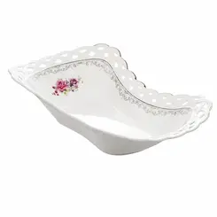 Petisqueira de Cerâmica Mon Cheri com Borda Dourada