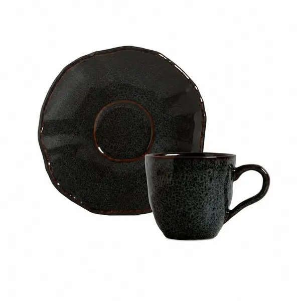 Xícara de Café com Pires de Cerâmica Eco Safira