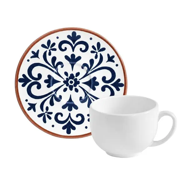 Xícara Chá com Pires Coup Stoneware Coimbra de Cerâmica
