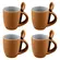 Conjunto 4 Canecas de Cerâmica com Colher Ereditá Caramelo