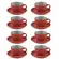 Conjunto com 8 Xícaras Chá com Pires de Cerâmica Vermelho
