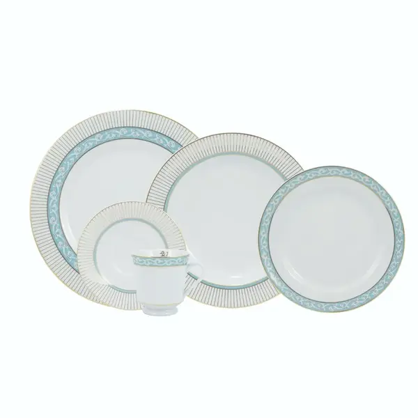 Aparelho Jantar e Chá 30 Peças Porcelana Schmidt - Dec. Audrey 2251