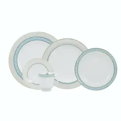 Aparelho Jantar e Chá 30 Peças Porcelana Schmidt - Dec. Audrey 2251