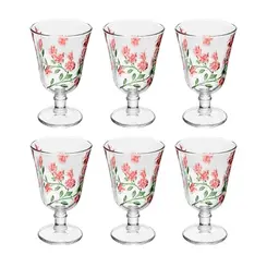 Conjunto 6 Taças para Água de Cristal Lys Hand Painting