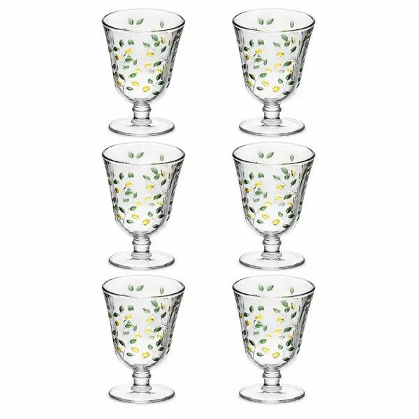 Conjunto 6 Taças para Água de Cristal Lys Hand Painting Siciliano
