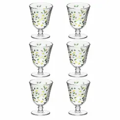 Conjunto 6 Taças para Água de Cristal Lys Hand Painting Siciliano