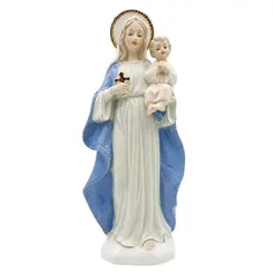 Escultura Religiosa Decorativa Maria e Jesus de Porcelana