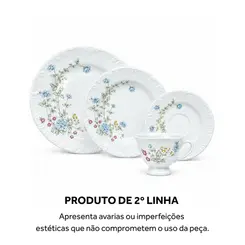 Aparelho Jantar e Chá 30 Peças Porcelana Schmidt - Dec. Elsa E651 2ª Linha