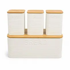 9534BH23353 CONJUNTO PORTA PAO BAMBU C/ 3 POTES WHITE - MIMO STYLE