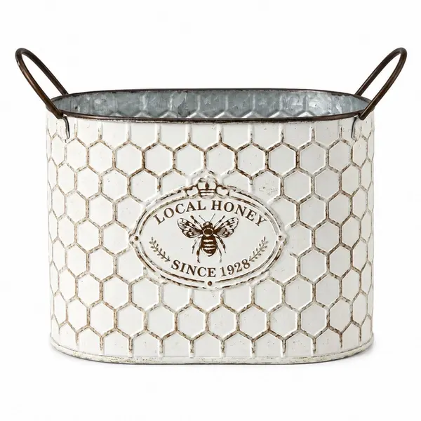 33729 CACHEPOT METAL BEE HAPPY 12X20X10CM - TUUT