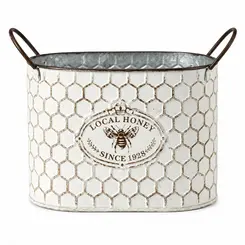 33729 CACHEPOT METAL BEE HAPPY 12X20X10CM - TUUT