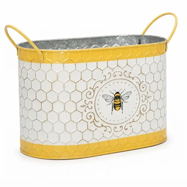 33729 CACHEPOT G METAL BEE HAPPY 14X26X13CM - TUUT