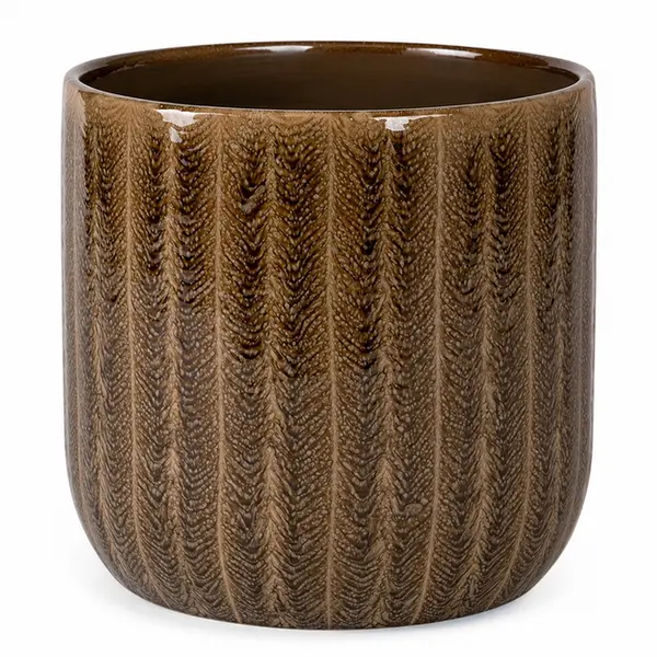 Cachepot de Cerâmica Grande Orgânico Marrom