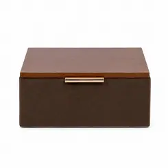 Caixa Pequena em Mdf e Veludo Marrom