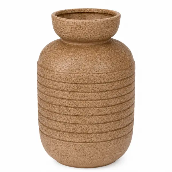 Vaso Decorativo de Cerâmica Areia Texturizado Médio