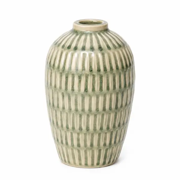 Vaso de Cerâmica Grande com Relevo Verde