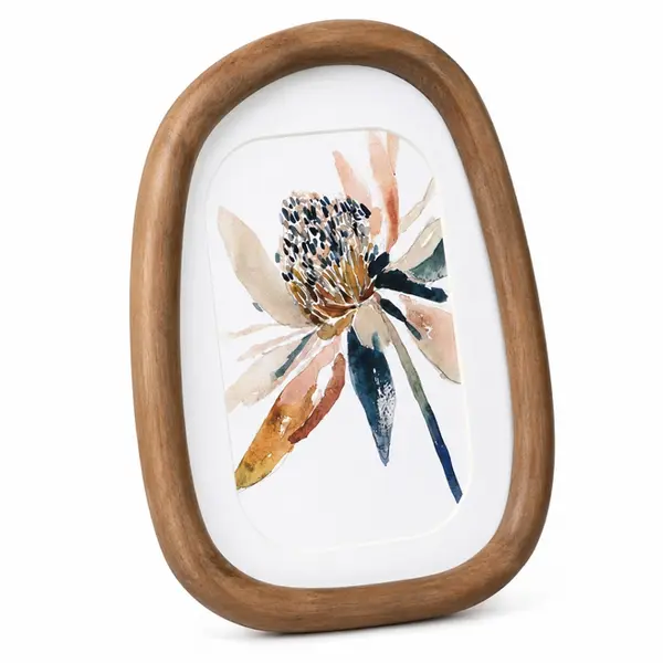 Porta-Retrato Pequeno Decorativo com Moldura Orgânica e Estampa Floral