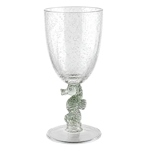 Taça de Acrílico Cavalo Marinho Verde com Bolhas