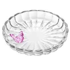 Prato de Cristal Decorativo Fairy Butterfly Rosa