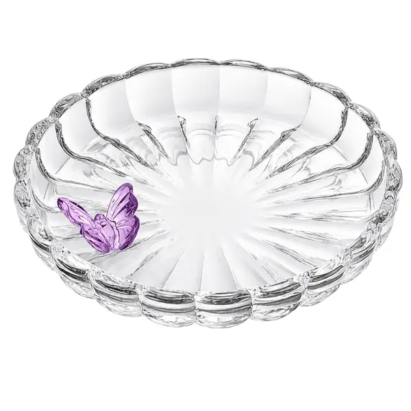 Prato de Cristal Decorativo Fairy Butterfly Lilás