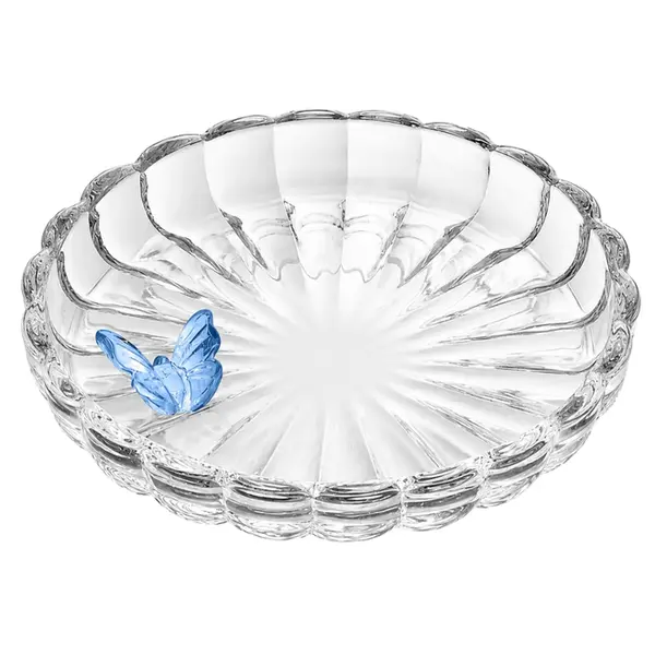Prato de Cristal Decorativo Fairy Butterfly Azul