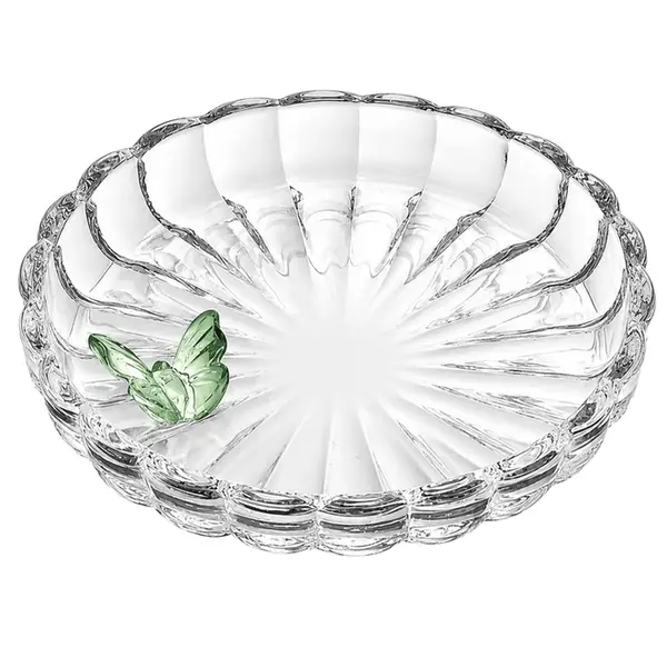 Prato de Cristal Decorativo Fairy Butterfly Verde