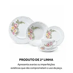 Aparelho Jantar e Chá 30 Peças Porcelana Schmidt - Dec. E005 Romântica Pomerode 2ª Linha2ª Linha