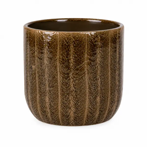 Cachepot de Cerâmica Pequeno Orgânico Marrom