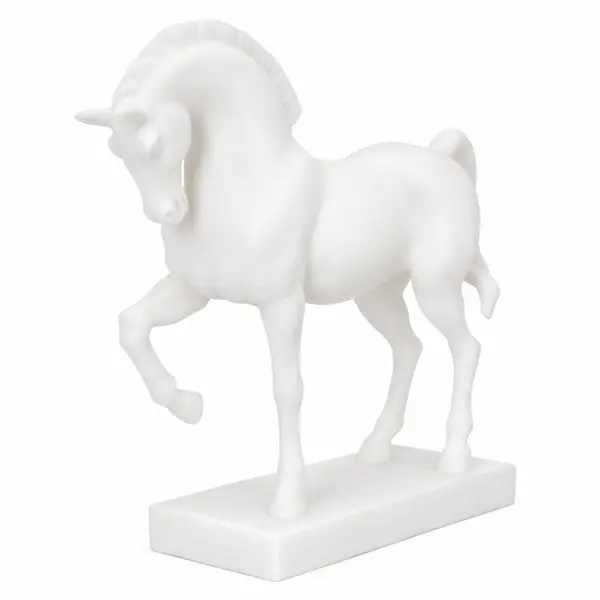 Cavalo de Poliresina Decorativo Branco com Base