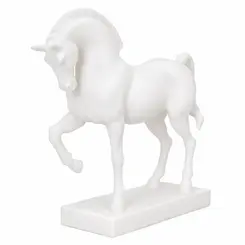 Cavalo de Poliresina Decorativo Branco com Base