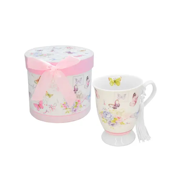 Caneca de Cerâmica Borboleta com Laço