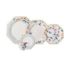 Aparelho Jantar e Chá 30 Peças Porcelana Schmidt - Dec. Jerico 2393