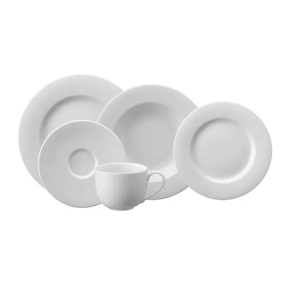 Aparelho de Jantar e Chá Porcelana Schmidt 30 Peças - Mod. Aba Larga