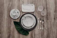 Aparelho Jantar e Chá 30 Peças Porcelana Schmidt - Dec. Mármore Cinza 2343