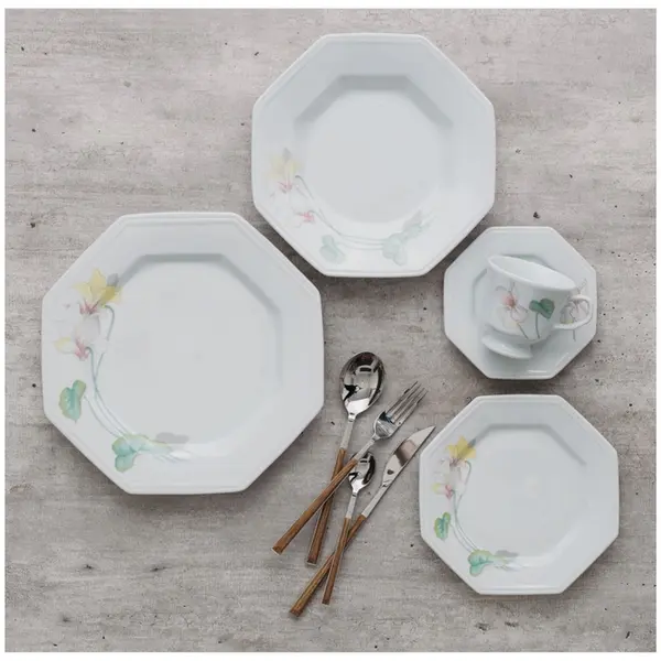 Aparelho de Jantar e Chá Porcelana Schmidt 30 peças - Dec. Encanto E373
