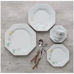 Aparelho de Jantar e Chá Porcelana Schmidt 30 peças - Dec. Encanto E373