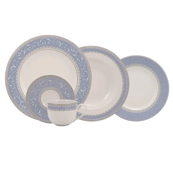 Aparelho Jantar e Chá 30 Peças Porcelana Schmidt - Dec. Diva 2276