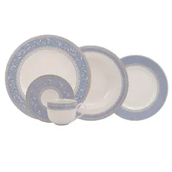 Aparelho Jantar e Chá 30 Peças Porcelana Schmidt - Dec. Diva 2276
