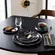 Aparelho Jantar e Chá 30 Peças Porcelana Schmidt - Dec. Ônix Negro 2394