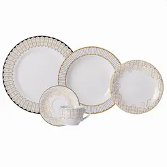Aparelho Jantar e Chá 30 Peças Porcelana Schmidt - Dec. Araucária 2396