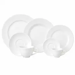 Aparelho Jantar Chá e Café 42 Peças Porcelana Schmidt - Mod. Izabel 003