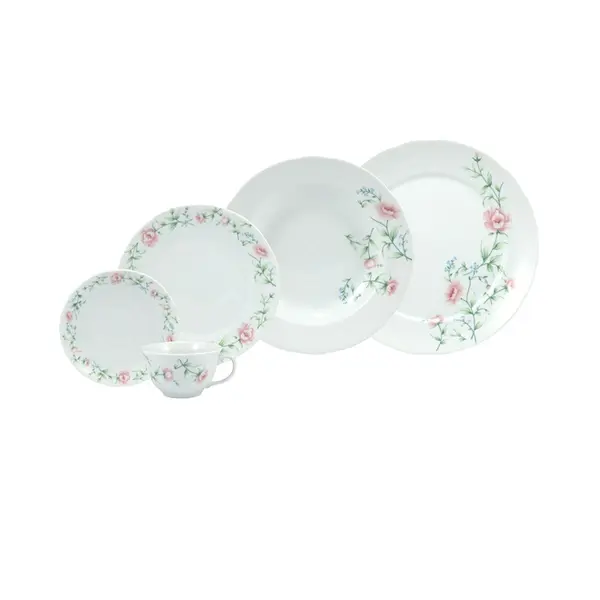 Aparelho Jantar e Chá 30 Peças Porcelana Schmidt - Dec. Tereza 2347