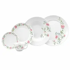 Aparelho Jantar e Chá 30 Peças Porcelana Schmidt - Dec. Tereza 2347