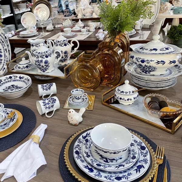 Aparelho de Jantar Porcelana Schmidt 41 Peças - Dec. Cebolinha 2617 -  SCHMIDT