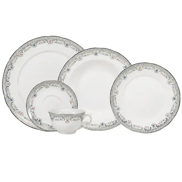 Aparelho Jantar e Chá 30 Peças Porcelana Schmidt - Dec. Saint Germain Izabel 2339