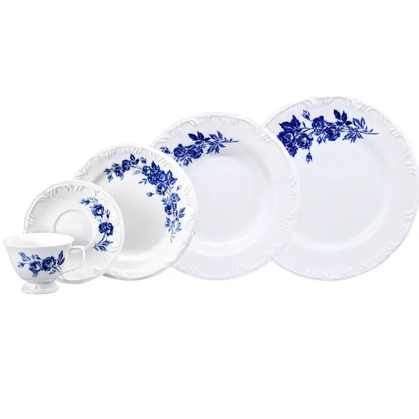 Aparelho Jantar e Chá 30 Peças Porcelana Schmidt - Dec. Cora 2267